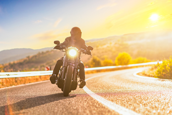 motorcycle rider on freeway